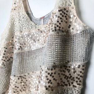 Free People lace sequin tank top, size Large